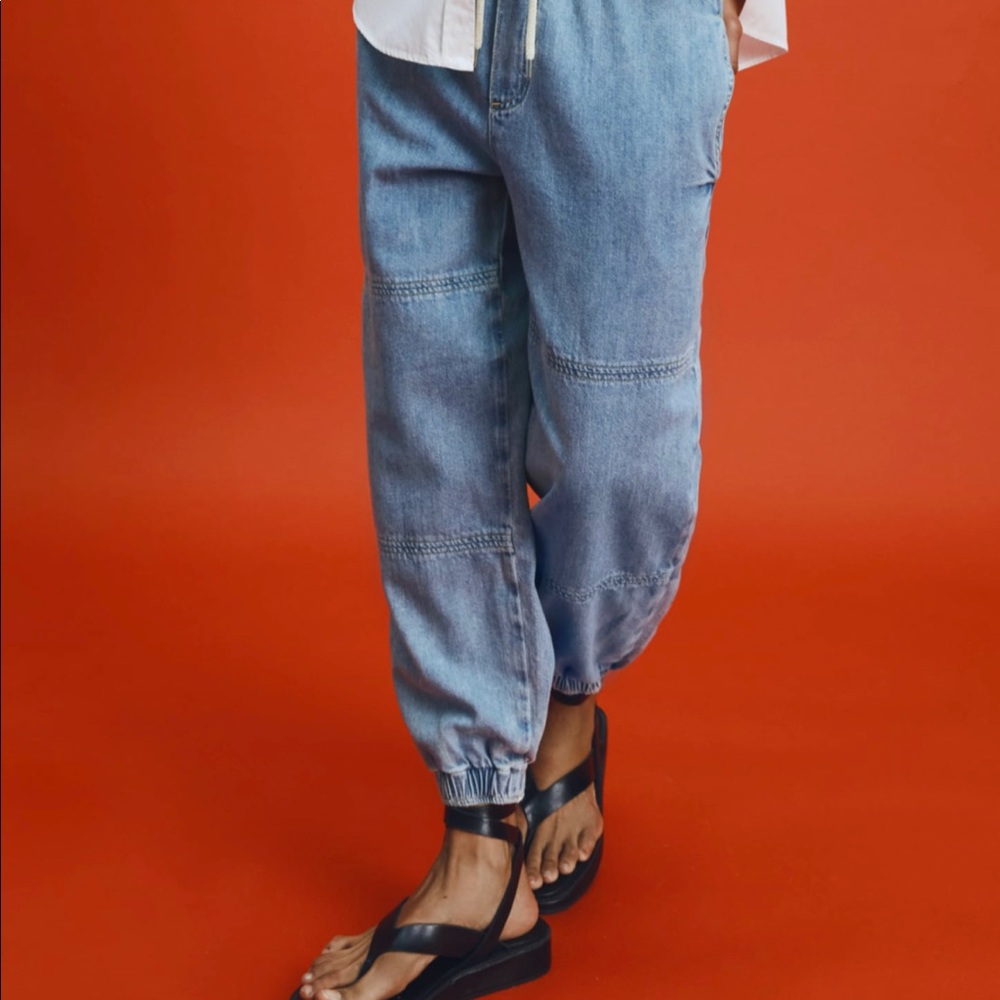 Zara Denim Joggers with drawstring